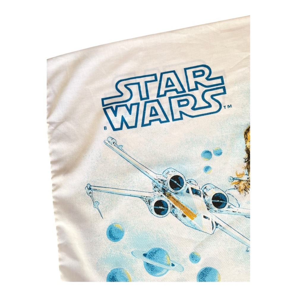 Vintage Star Wars Pillow Case Standard 1977 Muslin Luke R2D2 Leia - Picture 2 of 7